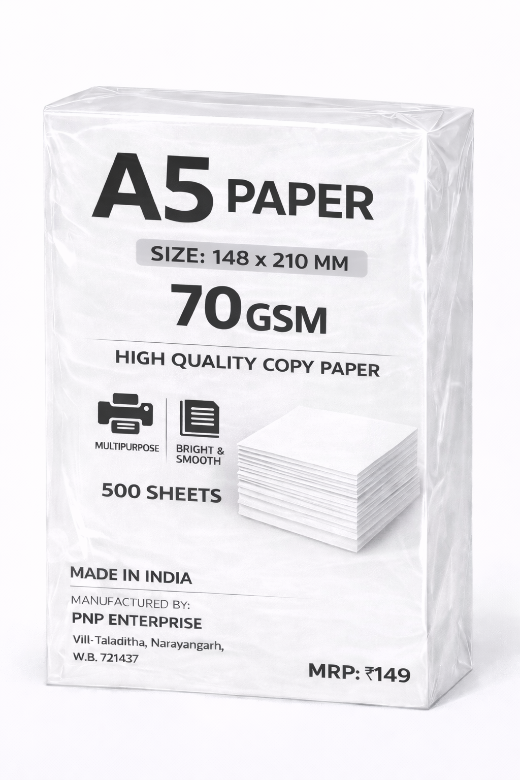 A5 Paper_70 GSM (500 SHEETS)